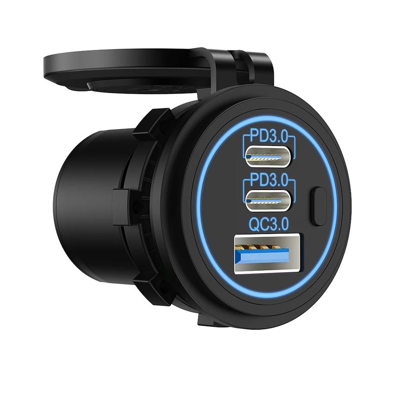 Bluejw Dual USB Car Charger Adapter: 30W PD & 36W QC3.0 + 100W 12V USB Power Outlet Socket for Automobile/Truck/RV/Marine/Golf - Fast Car Charging - Image 2